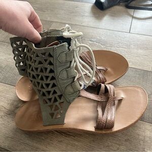 Sorel Women's Cutout Sandals in Green and Brown